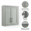 Crosley Furniture Savannah MDF Wood Wall Cabinet in Gray/Chrome