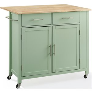 crosley furniture savannah wood top drop leaf kitchen island/cart in mint green