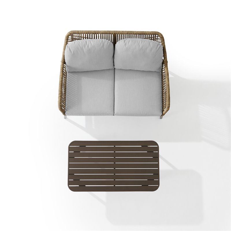 Crosley Furniture Haven 2Pc Outdoor Wicker Conversation Set in Gray & Brown
