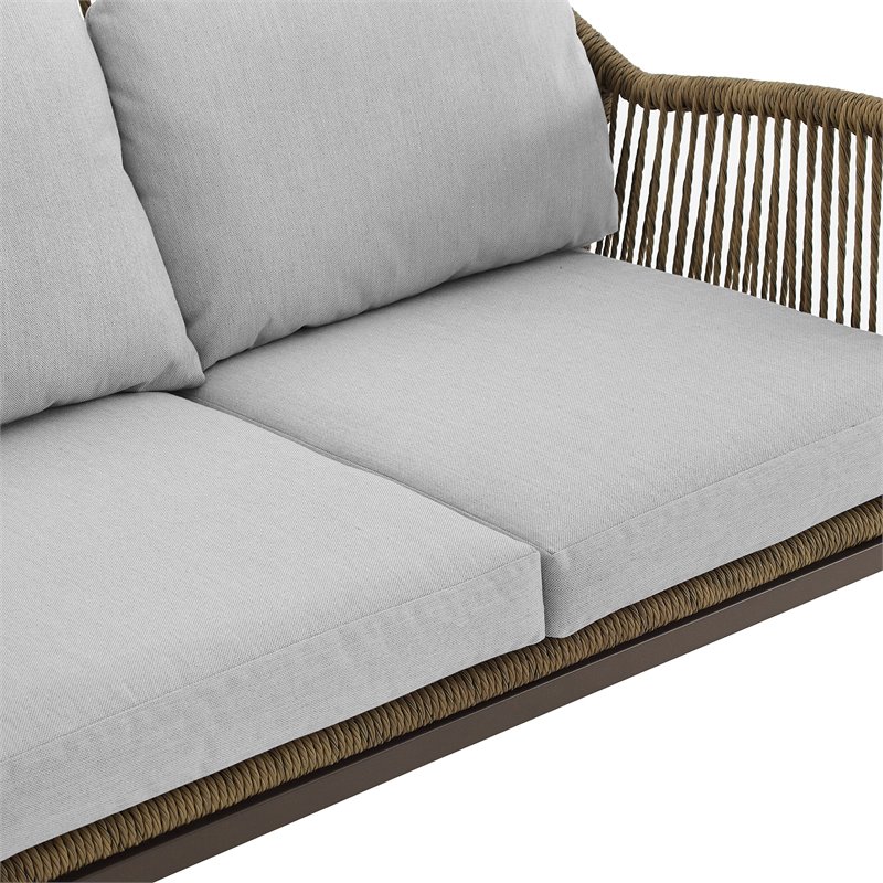 Crosley Furniture Haven 2Pc Outdoor Wicker Conversation Set in Gray & Brown