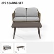 Crosley Furniture Haven 2Pc Outdoor Wicker Conversation Set in Gray & Brown