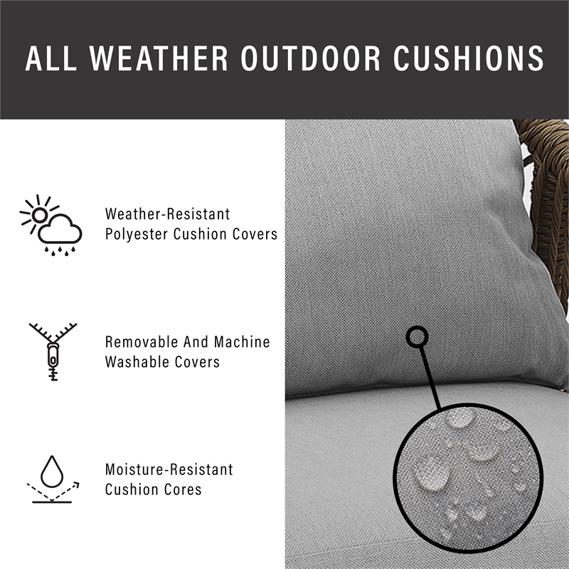 Crosley Furniture Haven 2Pc Outdoor Wicker Conversation Set in Gray & Brown