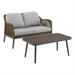 Crosley Furniture Haven 2Pc Outdoor Wicker Conversation Set in Gray & Brown
