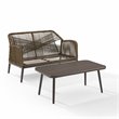Crosley Furniture Haven 2Pc Outdoor Wicker Conversation Set in Gray & Brown