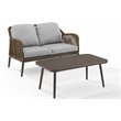 Crosley Furniture Haven 2Pc Outdoor Wicker Conversation Set in Gray & Brown