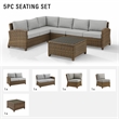Crosley Furniture Bradenton 5Pc Outdoor Fabric Sectional Set in Gray & Brown