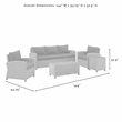 Crosley Furniture Bradenton 5Pc Outdoor Fabric Sofa Set in Gray & Brown