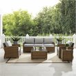 Crosley Furniture Bradenton 5Pc Outdoor Fabric Sofa Set in Gray & Brown
