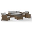 Crosley Furniture Bradenton 5Pc Outdoor Fabric Sofa Set in Gray & Brown