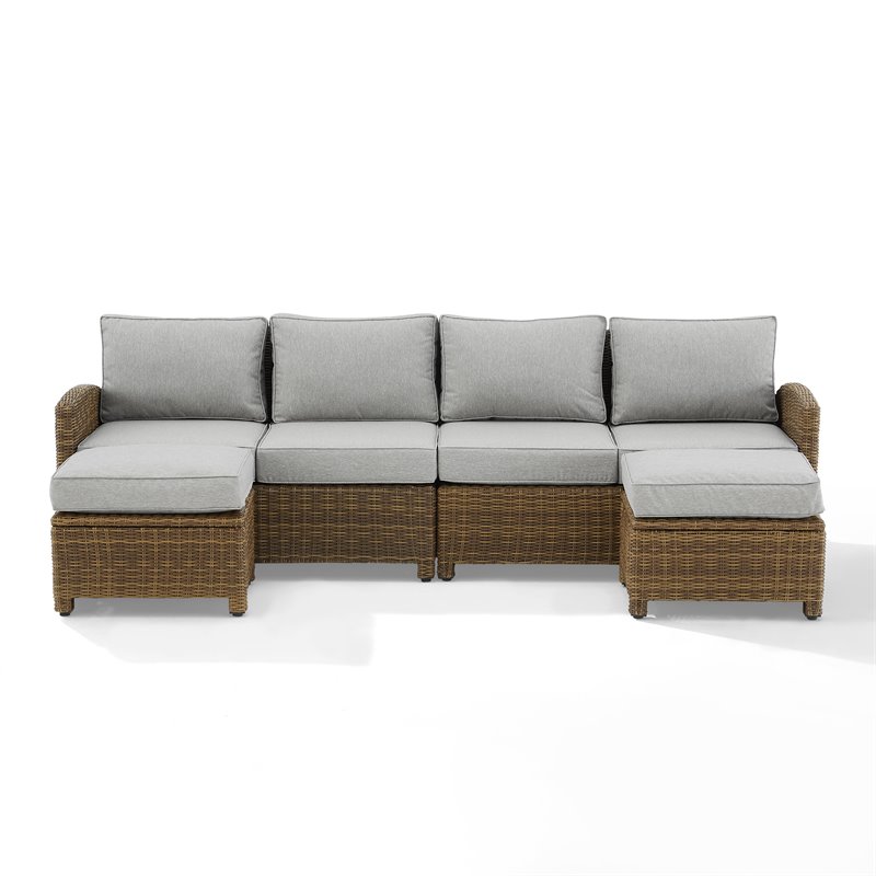Crosley Furniture Bradenton 4Pc Outdoor Fabric Sectional Set in Gray