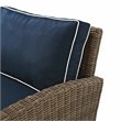 Crosley Furniture Bradenton 4Pc Outdoor Fabric Sectional Set in Navy & Brown