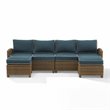 Crosley Furniture Bradenton 4Pc Outdoor Fabric Sectional Set in Navy & Brown