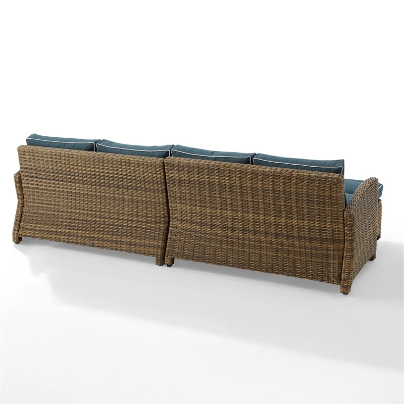 Crosley Furniture Bradenton 4Pc Outdoor Fabric Sectional Set in Navy & Brown