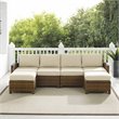 Crosley Furniture Bradenton 4Pc Outdoor Fabric Sectional Set in Sand Brown