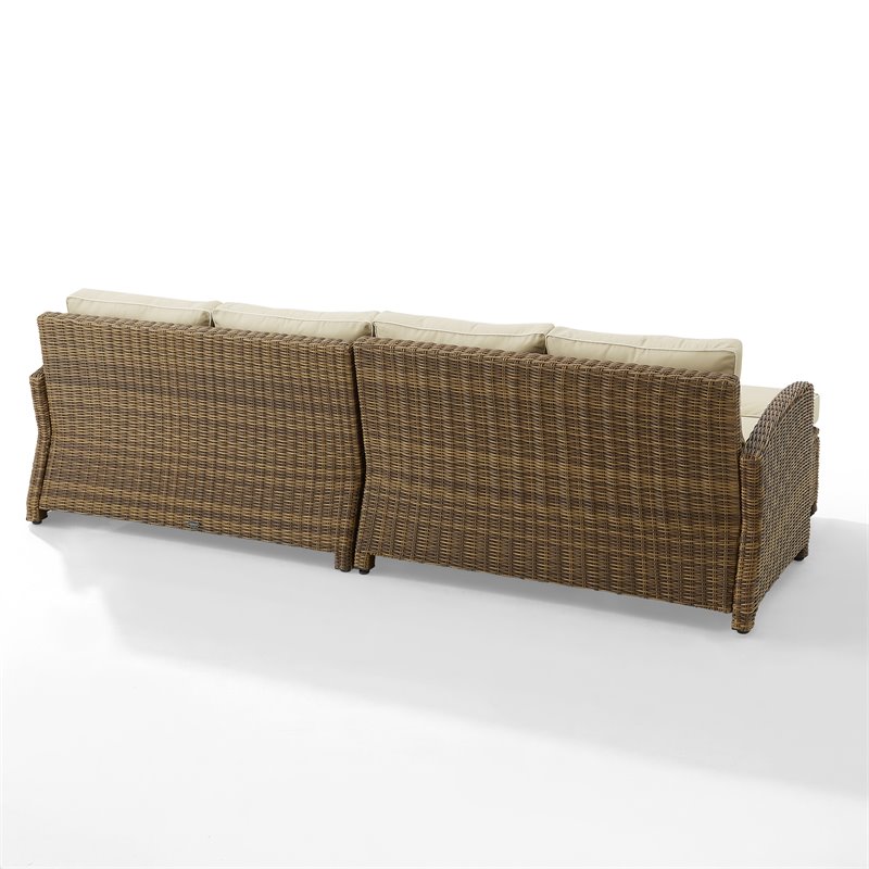 Crosley Furniture Bradenton 4Pc Outdoor Fabric Sectional Set in Sand Brown