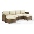 Crosley Furniture Bradenton 4Pc Outdoor Fabric Sectional Set in Sand Brown