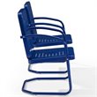 Crosley Furniture Bates Metal Patio Dining Arm Chair in Glossy Navy (Set of 2)