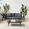 Crosley Furniture Dover 2 Piece Patio Rope Loveseat Set in Charcoal and Black
