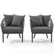 Crosley Furniture Dover Rope Armchair in Heathered Charcoal Gray (Set of 2)