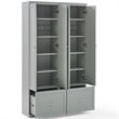 Crosley Furniture Harper Modern Wood/Metal Pantry Closet in Gray (Set of 2)