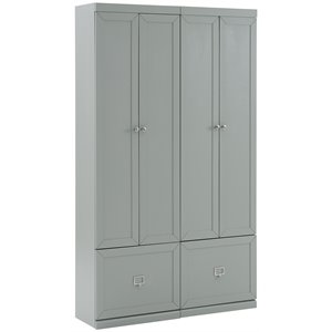 Crosley Furniture Harper Modern Wood/Metal Pantry Closet in Gray (Set of 2)