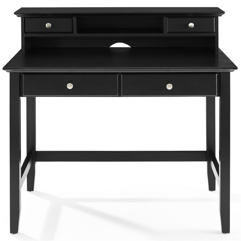 Crosley Furniture Campbell Wooden Writing Desk And Hutch In Black Cymax Business Crosley Furniture Campbell Wooden, Campbell Writing Desk Hutch In White Finish