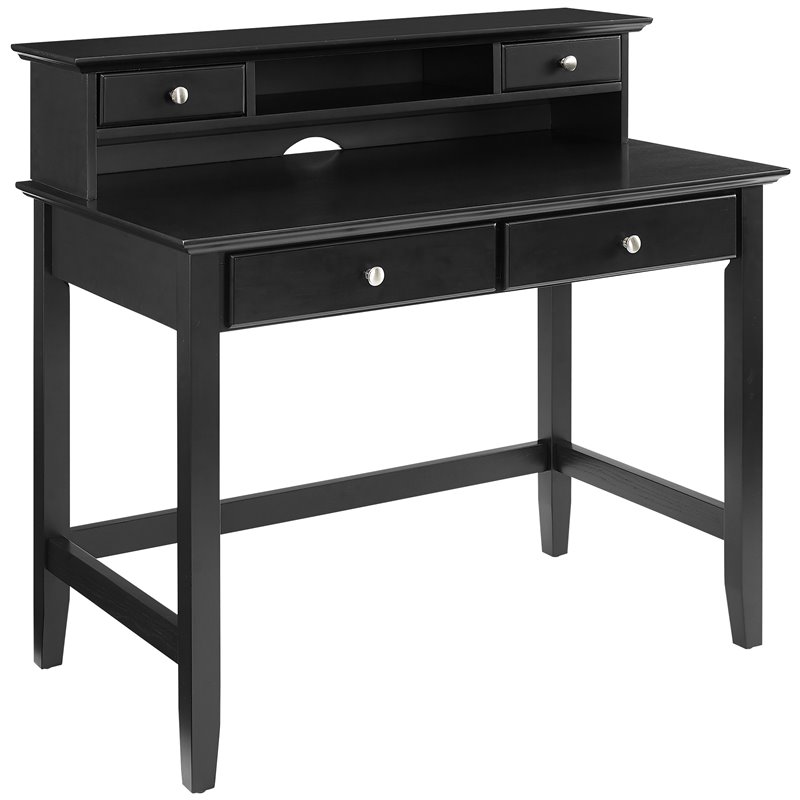 black writing desk with hutch