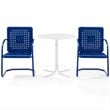 Crosley Furniture Bates 3 Piece Retro Metal Patio Bistro Set in Navy and White