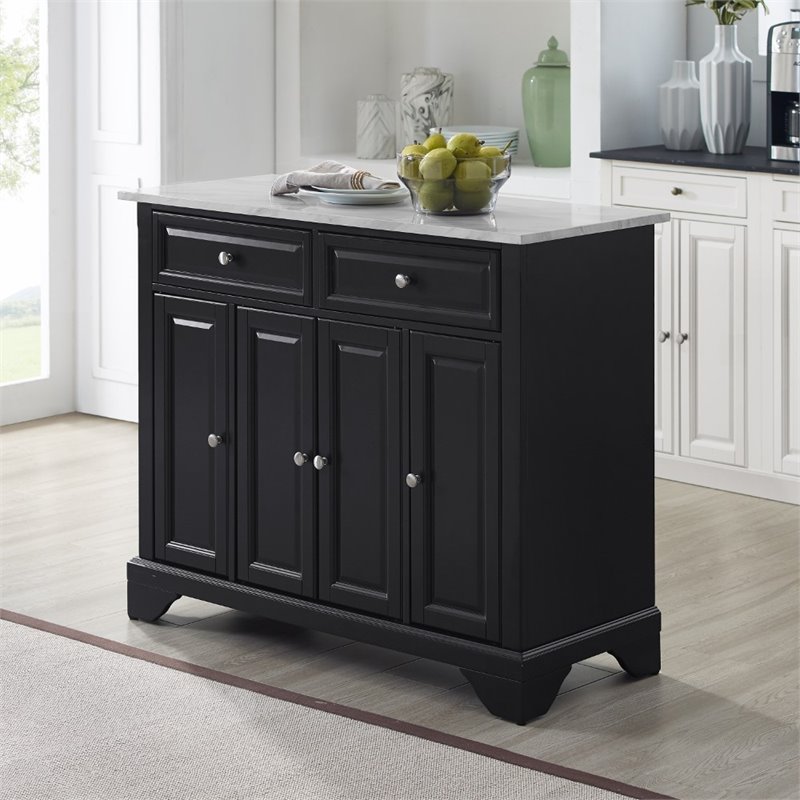 Crosley Furniture Avery Faux Marble Top, Nantucket Black Kitchen Island With Granite Top