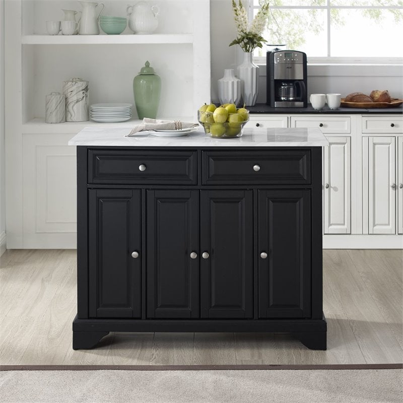 Crosley Furniture Avery Faux Marble Top, Kitchen Island White Marble Top