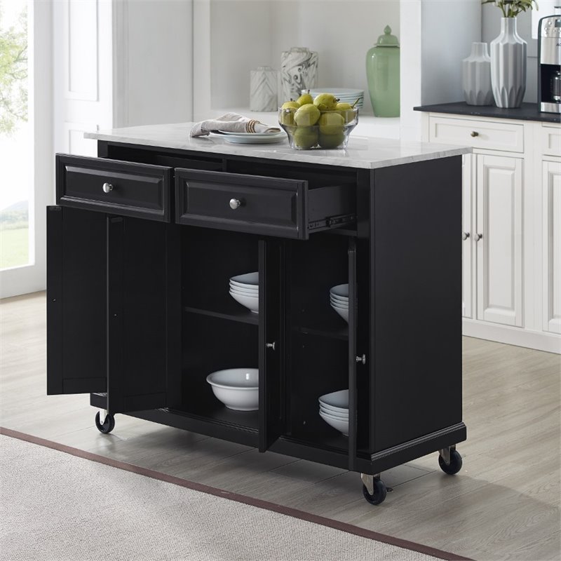 Crosley Furniture Avery Faux Marble Top, Black Dresser With White Marble Top