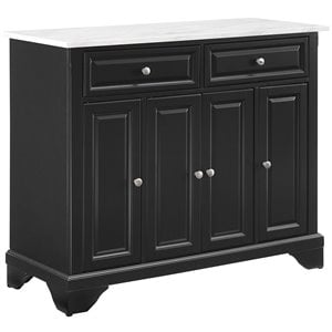 Crosley Furniture Avery Faux Marble Top Kitchen Island Cart in Black and White