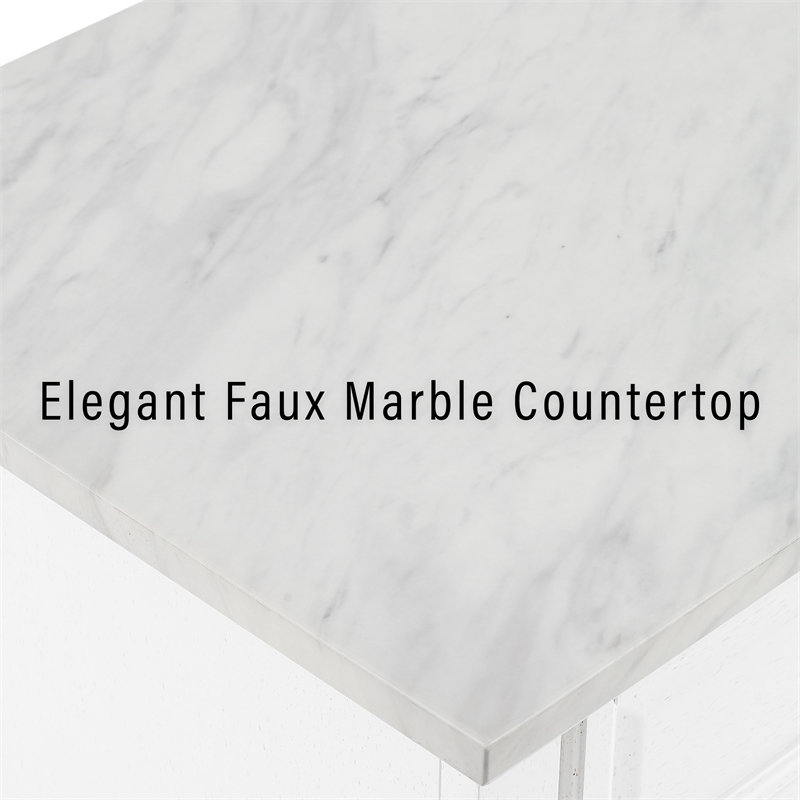 Crosley Furniture Avery Wood Top Kitchen Island Cart in Distressed White