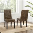 Crosley Furniture Edgewater Wood/Seagrass Dining Chair in Black/Brown (Set of 2)