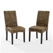 Crosley Furniture Edgewater Wood/Seagrass Dining Chair in Black/Brown (Set of 2)