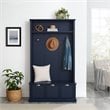 Crosley Furniture Ellison Coastal Wood Hall Tree in Navy and Chrome