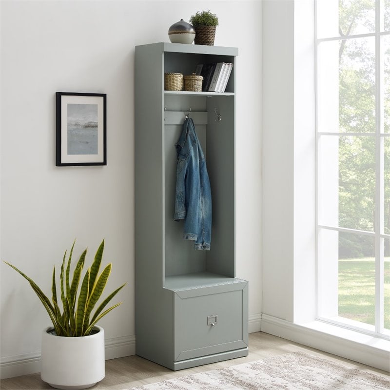Crosley Furniture Harper Modern Wood Hall Tree in Gray and Chrome