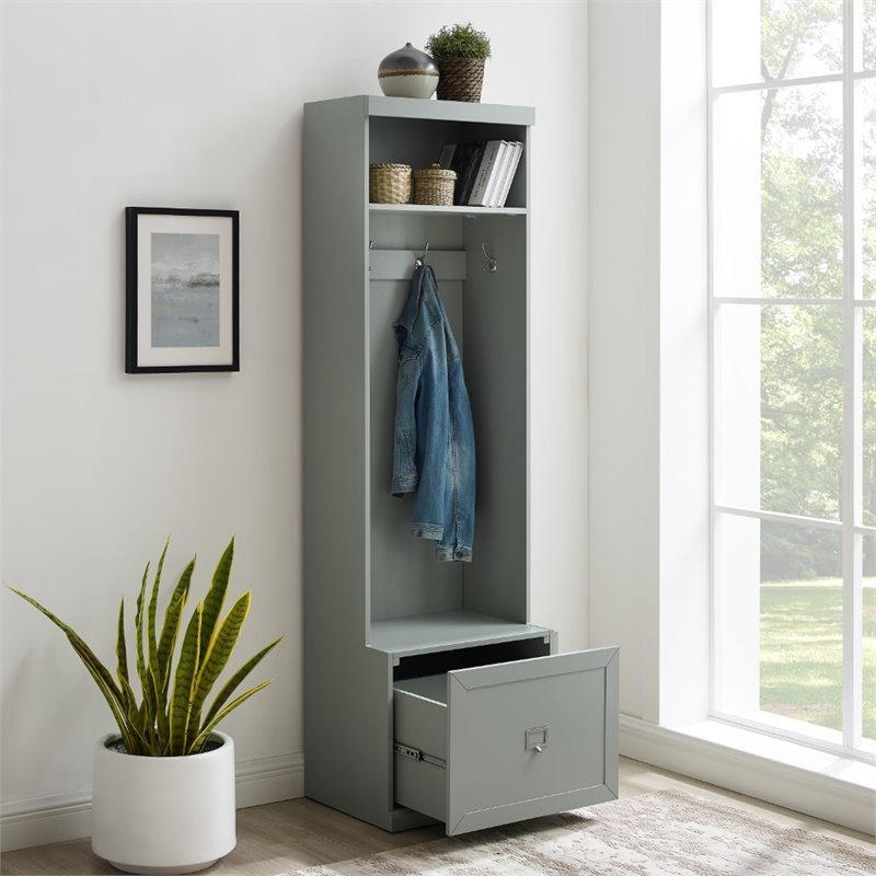 Crosley Furniture Harper Modern Wood Hall Tree in Gray and Chrome