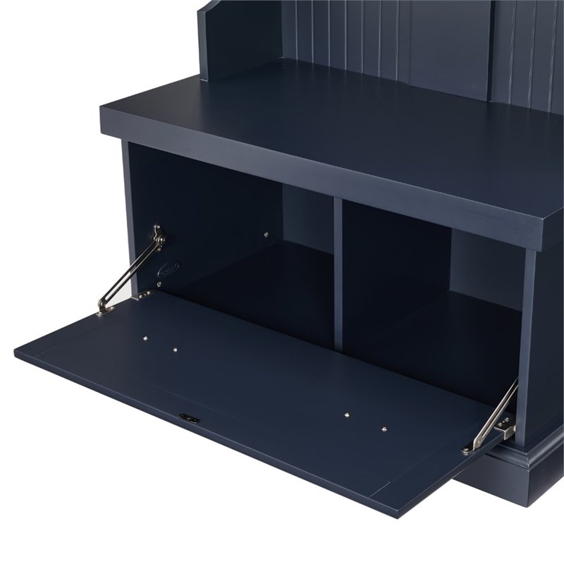 Crosley Furniture Shoreline Coastal Wooden Hall Tree in Navy