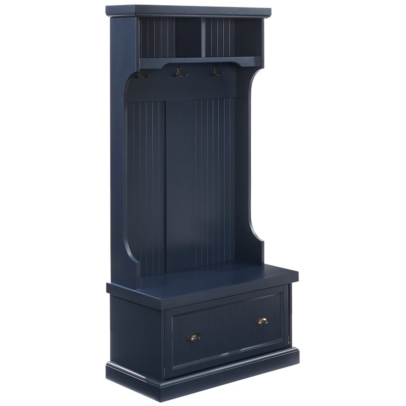 Crosley Furniture Shoreline Coastal Wooden Hall Tree in Navy