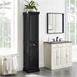 Crosley Furniture Seaside Tall Coastal Wood Linen Cabinet in Distressed Black