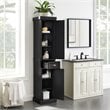 Crosley Furniture Seaside Tall Coastal Wood Linen Cabinet in Distressed Black