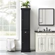 Crosley Furniture Seaside Tall Coastal Wood Linen Cabinet in Distressed Black