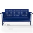 Crosley Furniture Bates Retro Metal Patio Sofa Glider in Glossy Navy