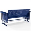 Crosley Furniture Bates Retro Metal Patio Sofa Glider in Glossy Navy