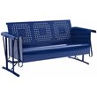 Crosley Furniture Bates Retro Metal Patio Sofa Glider in Glossy Navy