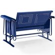 Crosley Furniture Bates Retro Metal Patio Loveseat Glider in Glossy Navy