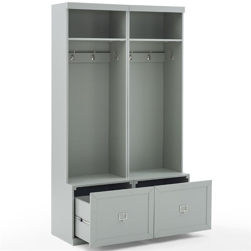 Crosley Furniture Harper Modern Wood Hall Tree Entryway in Gray (Set of 2)