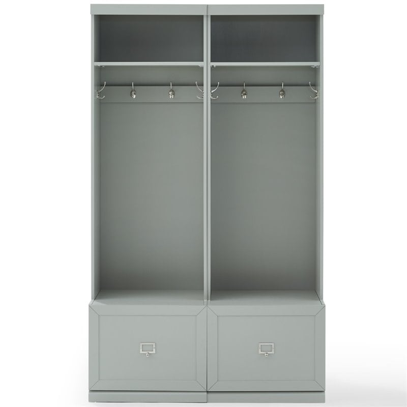 Crosley Furniture Harper Modern Wood Hall Tree Entryway in Gray (Set of 2)