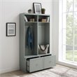 Crosley Furniture Harper Modern Wood Hall Tree Entryway in Gray (Set of 2)